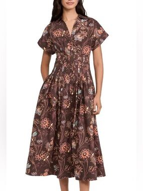 Cara Cara Nash Midi Dress Brown Vint Blossom